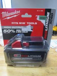 lot 584 image: Milwaukee M18 18-Volt Lithium-Ion High Output Battery Pack 6.0Ah (NEW)