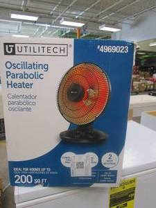 lot 587 image: Utilitech  1000-Watt Radiant Parabolic Dish Indoor Electric Space Heater with Thermostat (OPEN BOX)