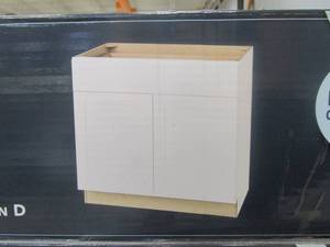 lot 506 image: Hampton Bay Avondale Shaker Alpine White Quick Assemble Plywood 36 in Base Kitchen Cabinet (36 in W x 24 in D x 34.5 in H) (OPEN BOX)