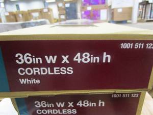 lot 600 image: Home Decorators Collection White Cordless Room Darkening 2 in. Faux Wood Blind for Window - 36 in. W x 48 in. L - 2 PACK