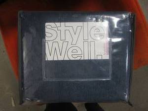 lot 611 image: Styewell Jersey Knit Cotton Blend Midnight Blue 4-Piece Full Sheet Set (NEW IN PACKAGING)