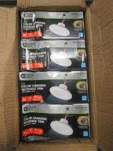 lot 618 image: Commercial Electric 6 in. Selectable CCT Integrated LED Recessed Light Trim with Night Light Feature 670 Lumens 11-Watt Dimmable - 4 PACK