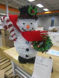 lot 620 image: Home Accents Holiday 12 in Tinsel Table Top Snowman - 4 PACK