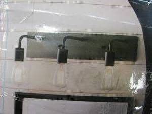 lot 621 image: Hampton Bay Northvale 24 in. 3-Light Matte Black Industrial Bathroom Vanity Light (OPEN BOX)