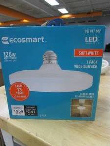 lot 622 image: EcoSmart 125-Watt Equivalent Wide Surface Non-Dimmable LED Light Bulb Soft White - 5PACK