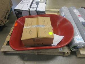 lot 629 image: True Temper 4 cu. ft. Poly Wheelbarrow (MISSING HANDLE & HARDWARE PARTS)