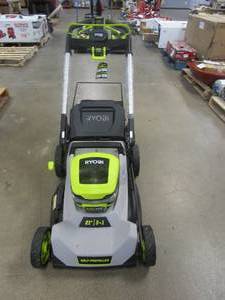 lot 650 image: RYOBI 40V HP Brushless 21 in. Cordless Battery Walk Behind Self-Propelled Lawn Mower (TOOL ONLY, BLADE HITS SIDE, WORKS)