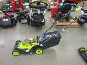 lot 653 image: RYOBI ONE 18V 13 in. Cordless Battery Walk Behind Push Lawn Mower with 4.0 Ah Battery and Charger (NICE CONDITION)