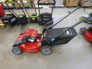 lot 656 image: TORO 22 in. Recycler SmartStow Briggs & Stratton High Wheel FWD Gas Walk Behind Self Propelled Lawn Mower (HANDLE BENT A LITTLE BIT, RUNS)