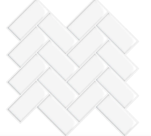 lot 536 image: Tic Tac Tiles Thicker Herringbone White 12 in. x 12 in. PVC Peel and Stick Tile (8.5 sq. ft.10) - 7 CASES -APPROXIMATELY 59 TOTAL SQUARE FEET