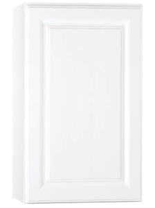 lot 553 image: Hampton Bay Hampton Satin White Raised Panel Stock Assembled Wall Kitchen Cabinet (18 in. x 30 in. x 12 in.) (IN BOX)