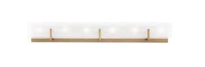 lot 636 image: SeaGull Lighting Syll 38 in. H 6-Light Satin Brass Vanity Light with Clear Highlighted Satin Etched Glass Shade (OPEN BOX)