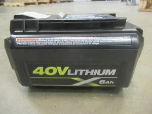lot 705 image: RYOBI 40-Volt 6.0 Ah High Capacity Lithium-Ion Battery, OP40602VNM - LIKE NEW Works - SOLD AS IS