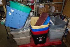 lot 36 image: Assorted Plastic Bins - Some Lids