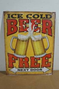 lot 87 image: Novelty Metal Sign - Beer Free Next Door