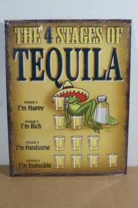 lot 88 image: Novelty Metal Sign - 4 Stages of Tequila