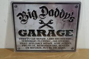 lot 91 image: Novelty Metal Sign - Big Daddys Garage