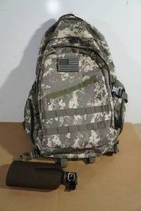 lot 101 image: Digital Camo Tactical Backpack with Canteen