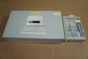 lot 104 image: NEW Heyday UV Sanitizing Box and Wireless Earbuds