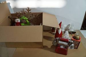 lot 216 image: Assorted Christmas Dcor - Santa Phone, Deer, Bells
