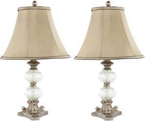 lot 15 image: Safavieh Crackle Lamp Set