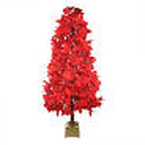 lot 112 image: 4 Prelit Fiber Optic Color Changing Red Poinsettia Christmas Tree