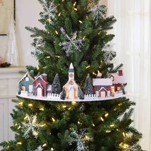 lot 120 image: Plaid Christmas Village Around the Tree