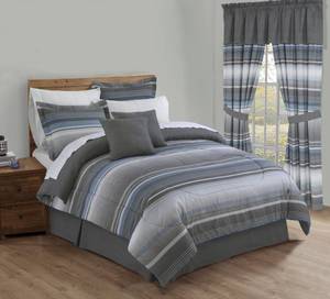lot 130 image: Cambridge Stripe 20 Piece Bedroom Set - Full