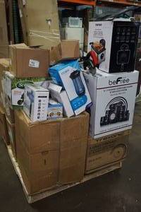 lot 166 image: Pallet of Repairables - Fryer, Speakers, Turntable, Massagers, Soundbar