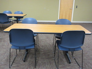 lot 128 image: STEELCASE TABLES AND STEELCASE CHAIRS FOR YOUR LUNCHROOM OR CONFERENCE ROOM