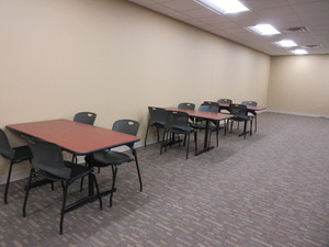 lot 131 image: TABLES AND HERMAN MILLER STACKING CHAIRS FOR LUNCHROOM OR CONFERENCE ROOM