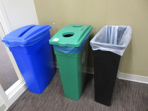 lot 157 image: TRASH AND RECYCLE RECEPTACLES