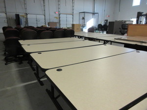lot 239 image: FLACON WORK TABLES WITH CORD MANAGEMENT