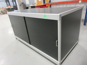 lot 296 image: METAL,  SLIDING DOOR STORAGE CABINET