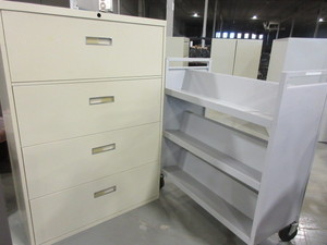 lot 311 image: LIBRARY CART AND LATERAL FILE