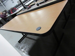 lot 328 image: FALCON FOLD UP WORK TABLES WITH CORD MANAGEMENT