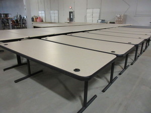 lot 330 image: FALCON FOLD UP WORK TABLE WITH CORD MANAGEMENT