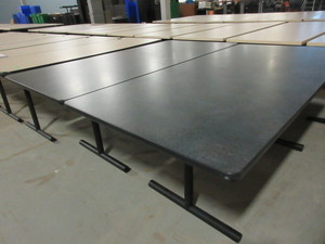 lot 332 image: WORK TABLES WITH CHARCOAL LAMINATE TOP