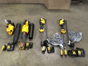 Lot of assorted Dewalt Lawn Care tools various models and conditions review pictures