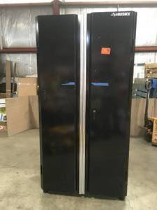 Husky Ready-to-Assemble 24-Gauge Steel Garage Gear Cabinet in Black (36 in. W x 72 in. H x 24 in. D) review pictures dent and light scratches