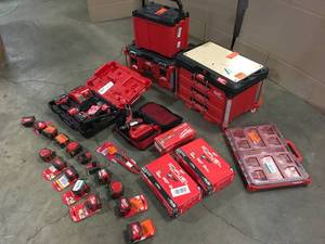 Lot of assorted Milwaukee Power  tools, Storage units and accessories  see pictures customer returns