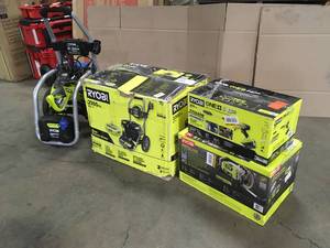 Lot of assorted Ryobi Preassure Washers and accesories various models and conditions customer returns