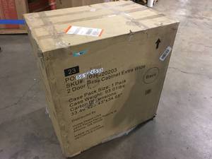 lot 11 image: Husky Extra Wide Heavy Duty Welded 20-Gauge Steel 2-Door Garage Base Cabinet in Black (32 in. W x 33 in. H x 21.5 in. D) open box review pictures