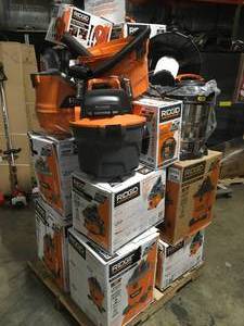lot 19 image: Pallet with assorted Ridgid Shop Vacs various models and conditions review pictures