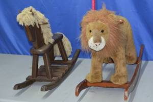 lot 22 image: rocking horse and rocking lion
