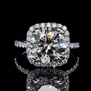 3.73ctw Diamond Cushion Halo Ring $12,500 Retail VIDEO
