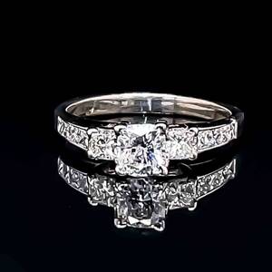 1.00ctw Diamond Cushion 3-Stone Wedding Ring in 14k White Gold $3200 Retail VIDEO