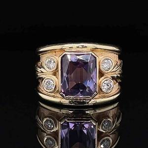 Natural Diamond & Possible Sapphire Engraved Vintage Ring in 14k Yellow Gold VIDEO