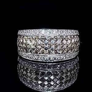 DESIGNER LeVian 1.50ctw Chocolate & Vanilla Diamond Pave Tapered Ring in 14k White Gold $1850 Retail VIDEO