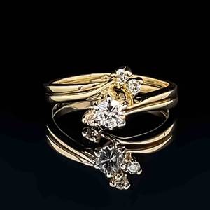 .20 Carat Diamond 4-Stone Bypass Double Ring in 14k Yellow Gold $1150 Retail